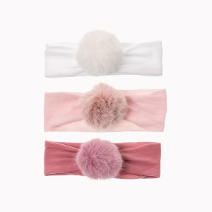 Turbante con pompón de pelo 5 cm marca Siena