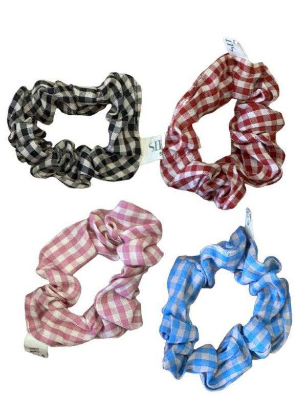 coletero scrunchie vichy fondo beige marca Siena
