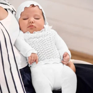 Conjunto 3 piezas todo calado puntilla blanco Juliana Vistiendo bebes