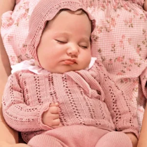 Conjunto 3p Calados vertical Rosa empolvado  Juliana vistiendo bebes