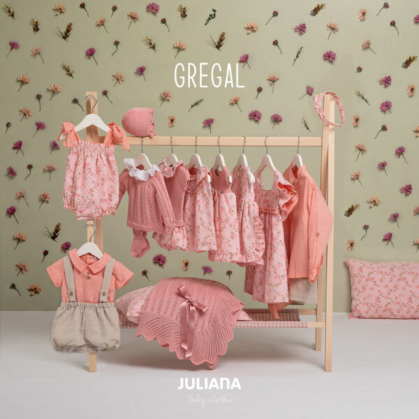 Chal calados verticales vol. seguido rosa empolvado Juliana - Imagen 2