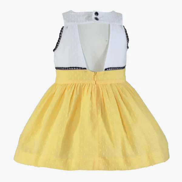 Vestido Plumeti amarillo lazo azul Miranda textil - Imagen 3