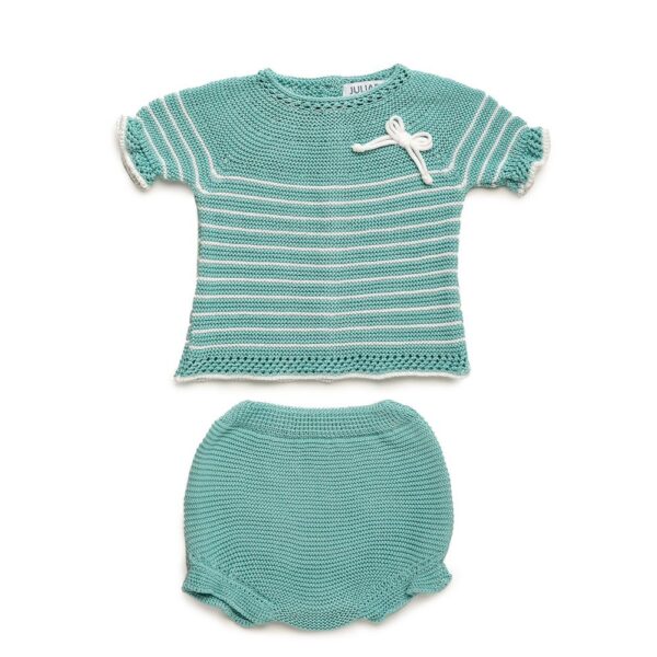Conjunto braga punto rayado lazo Juliana vistiendo bebes - Imagen 4