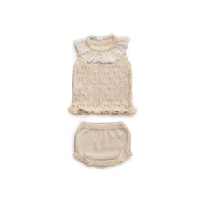 Conjunto braga punto rombos crema Juliana Vistiendo bebes