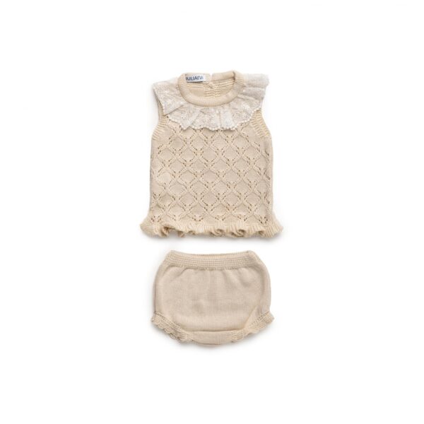 Conjunto braga punto rombos crema Juliana Vistiendo bebes