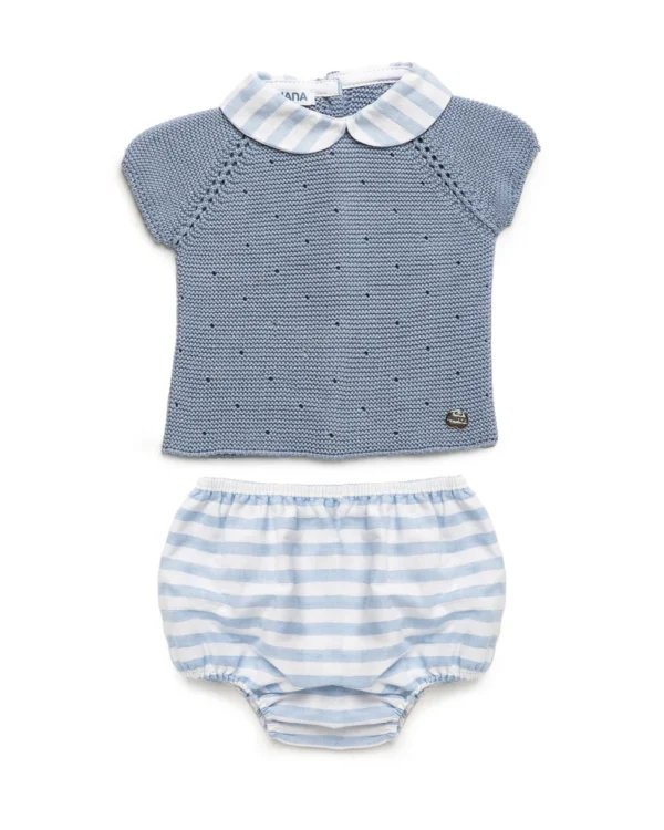 Conjunto braga tela rayada Juliana vistiendo bebes - Imagen 3