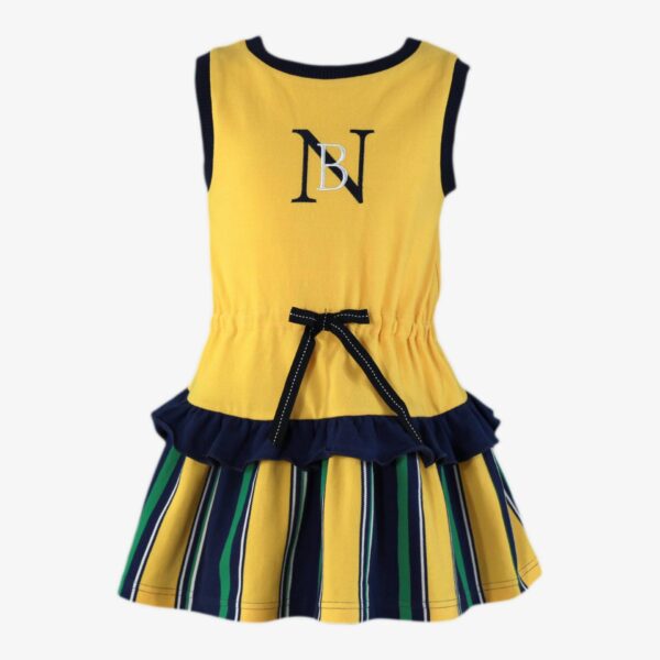 Vestido manga sisada amarillo volante rayas Nelblu Miranda textil