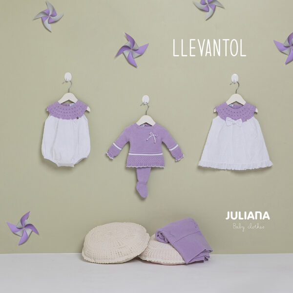 Mantita estrella calada lila Juliana vistiendo bebes - Imagen 2