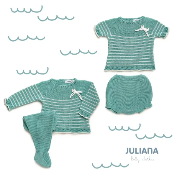 Conjunto braga punto rayado lazo Juliana vistiendo bebes - Imagen 3