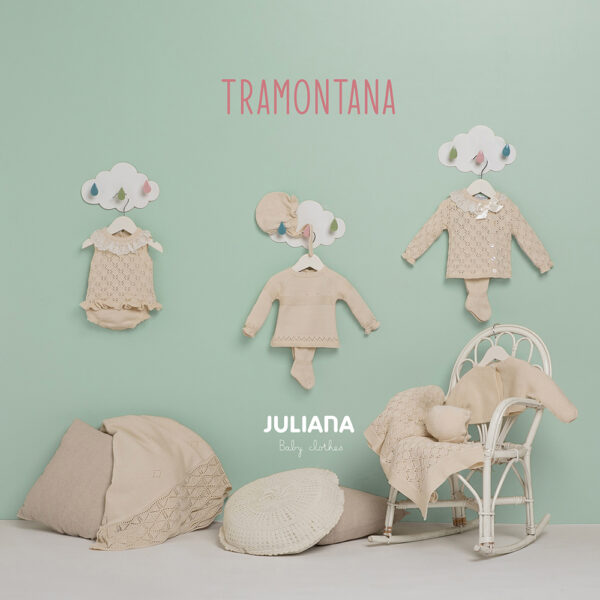 Conjunto 3p calado rombo crudo Juliana Vistiendo bebes - Imagen 2