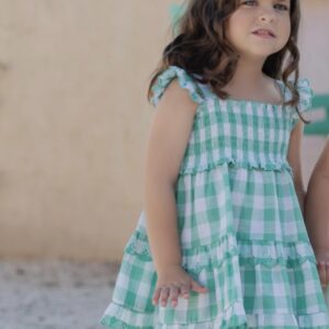 Vestido cuadro Vichy verde Miranda textil