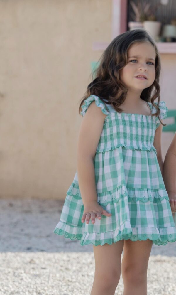 Vestido cuadro Vichy verde Miranda textil