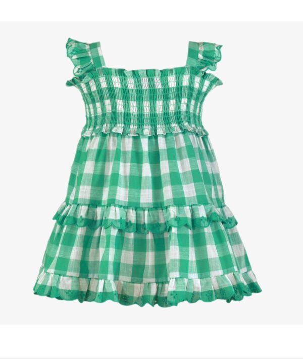Vestido cuadro Vichy verde Miranda textil - Imagen 2