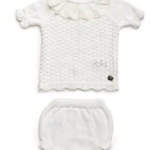 Conjunto braga punto calado puntilla blanco Juliana Vistiendo bebes