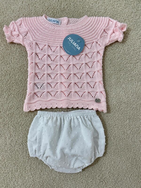 Conjunto braga Plumeti uves canes rosa Juliana Vistiendo bebes