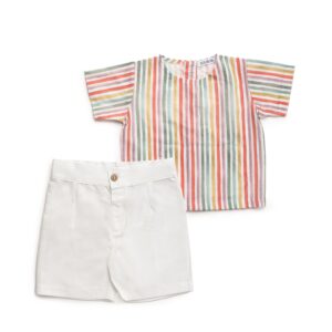 Conjunto camisa niño bolsillo rayado Juliana vistiendo bebés