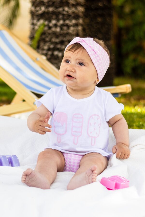 Conjunto Baño Vichy Helados Rosa Calamaro baby - Imagen 2