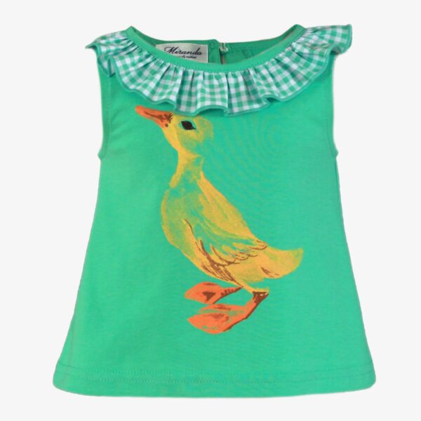 Conjunto bebe niña braguita Vichy verde Pato - Imagen 2