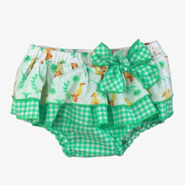 Conjunto bebe niña braguita Vichy verde Pato - Imagen 3