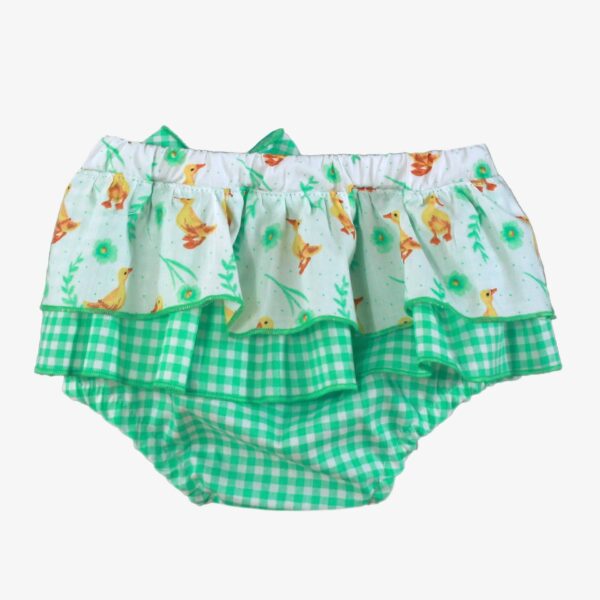 Conjunto bebe niña braguita Vichy verde Pato - Imagen 4