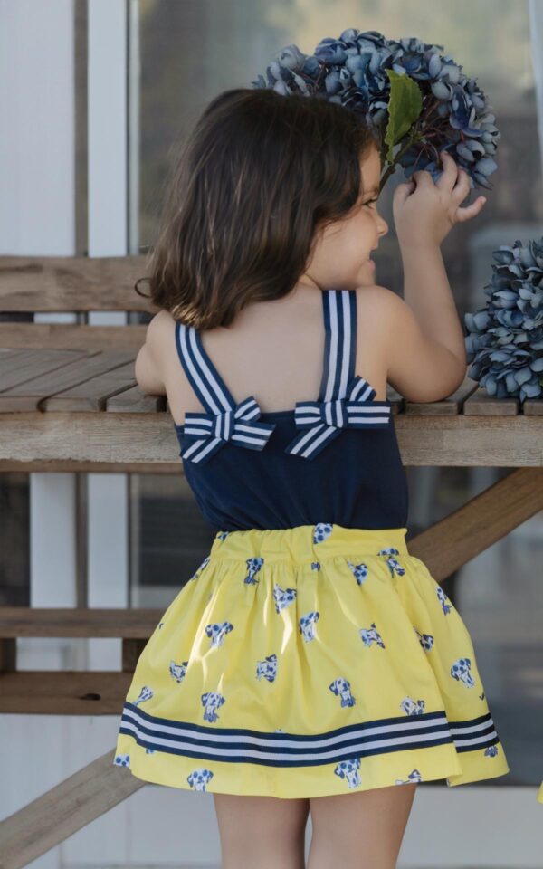 Conjunto camiseta marino y falda amarilla perritos Miranda Textil - Imagen 2