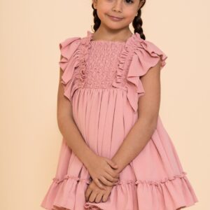Vestido Niña Rosa Liso La Ormiga