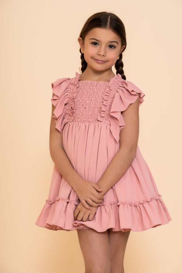 Vestido Niña Rosa Liso La Ormiga