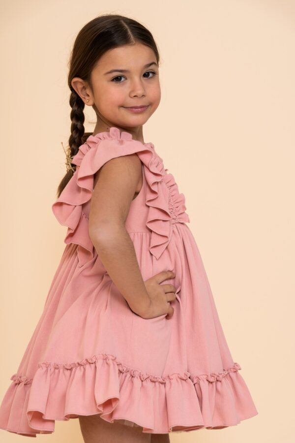 Vestido Niña Rosa Liso La Ormiga - Imagen 2
