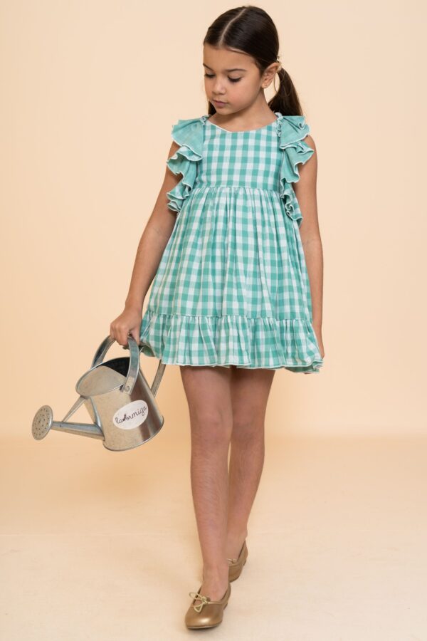 Vestido Niña Vichy Verde la ormiga