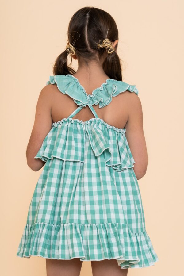 Vestido Niña Vichy Verde la ormiga - Imagen 2