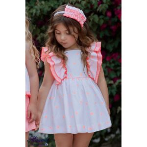 Vestido estrellas Vichy naranja flúor Miranda textil