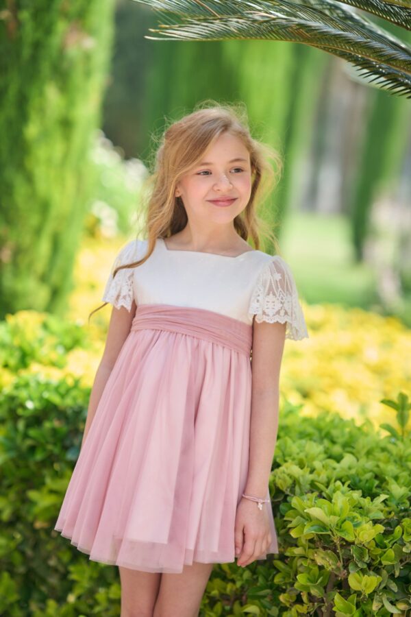Vestido Niña Tul Bicolor Rosa La Ormiga