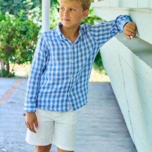 Camisa Vichy Azul azafata La ormiga