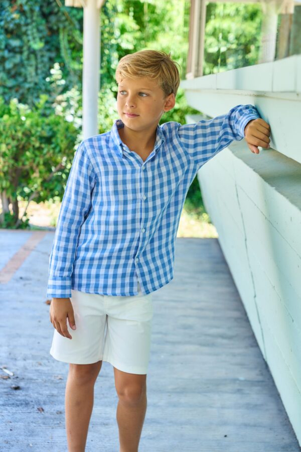 Camisa Vichy Azul azafata La ormiga