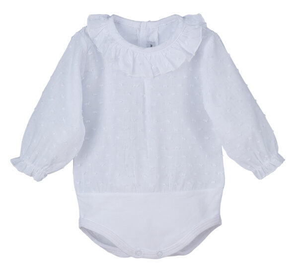 Body camisa Plumeti manga larga blanco Calamaro Baby