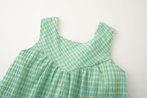 Vestido cuadros vichy verde/azul - Imagen 3