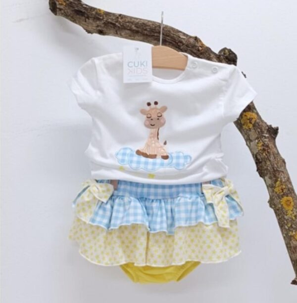 conjunto bebe niña jirafa braguita estrellas y Vichy