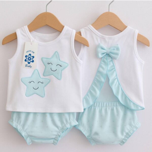 Conjunto estrellas sonrientes celeste turquesa