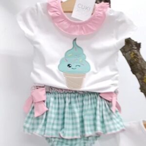Conjunto helado vichy verde