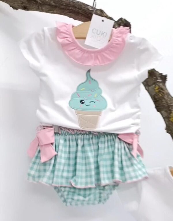 Conjunto helado vichy verde