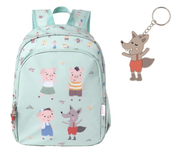 Mochila Mediana The Three Little Pigs + Llavero Personalizable Tutete