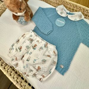 Conjunto Jersey Azul nube Pantalón Animalitos Juliana Vistiendo bebes