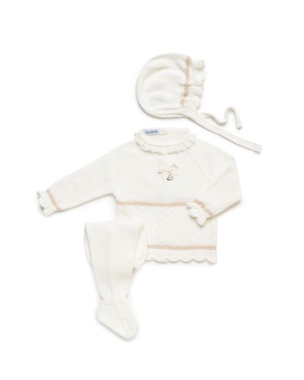 conjunto 3 piezas rombos vistas crudo /crema Juliana Vistiendo bebes - Imagen 2