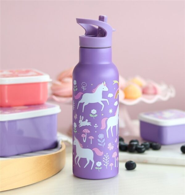 Botella de acero térmica 500ml. Unicornios A Little Lovely Company - Imagen 2