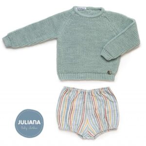 Conjunto pantalon rayado verde mint Juliana Vistiendo bebes