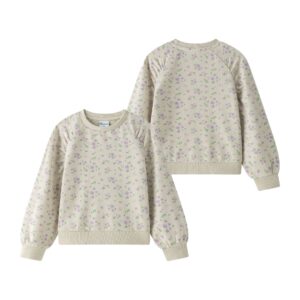 Sudadera niña flores fondo beige
