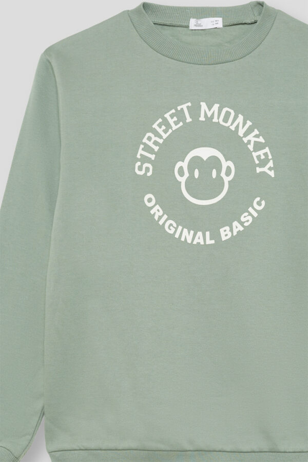 Sudadera básica verde logo Street Monkey