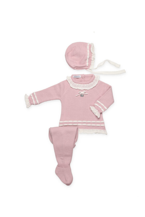 CONJUNTO 3.P LORZAS EMPIECE CALADO Juliana vistiendo bebes
