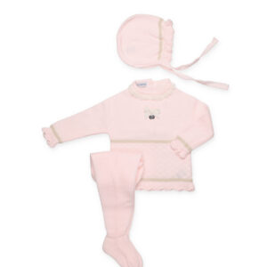 CONJUNTO 3.P ROMBOS VASTAS ROSA CREMA JULIANA VISTIENDO BEBES