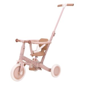 Triciclo con Barra 4 en 1 Rosa Flores Little Dutch